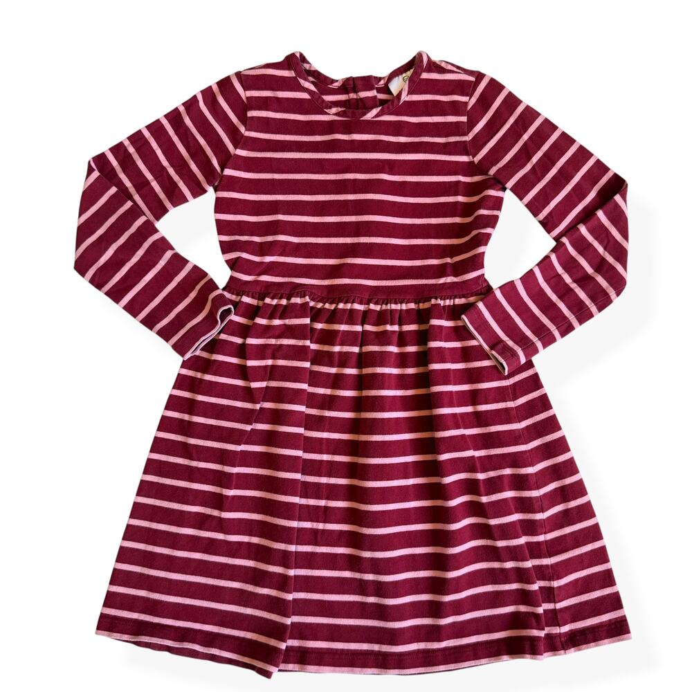 Hanna Andersson Red Pink Stripe Long Sleeve Elisabet Dress 120cm US 6-7